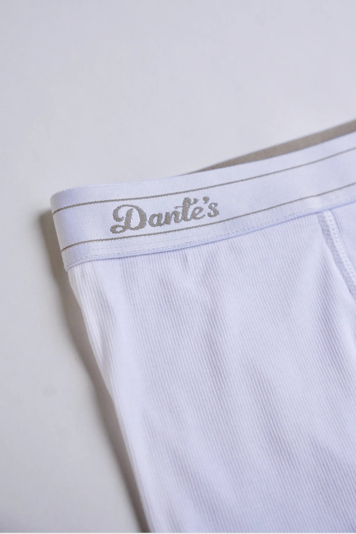 Close-up of the ribbed organic cotton and waistband